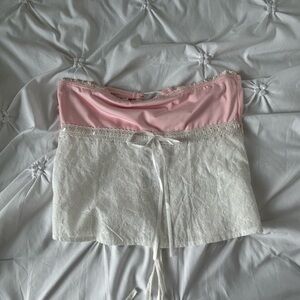 Pink and White Lace Women's Shorts